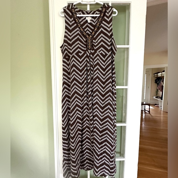 Chico’s Maxi Dress, Wood Beaded Neckline, Sz L/XL - Picture 5 of 5